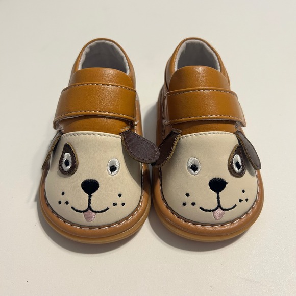 Wee Squeak Other - Wee Squeak Dog Face Loafers Kids Size US 4/EU 20 Brown Puppy Squeaky Shoes